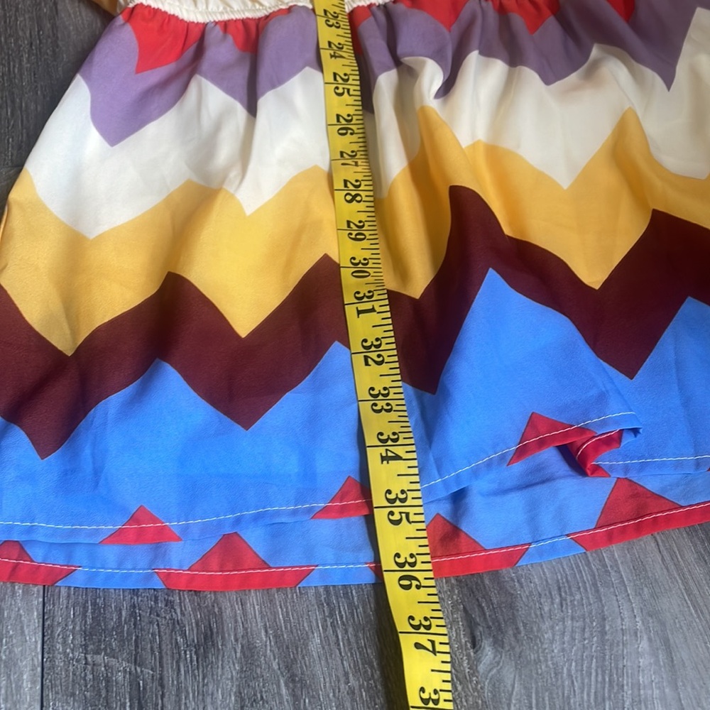 Gianni Bini mini Dress multi colored Chevron Long Sleeve Lace Detail,Medium - Picture 9 of 12